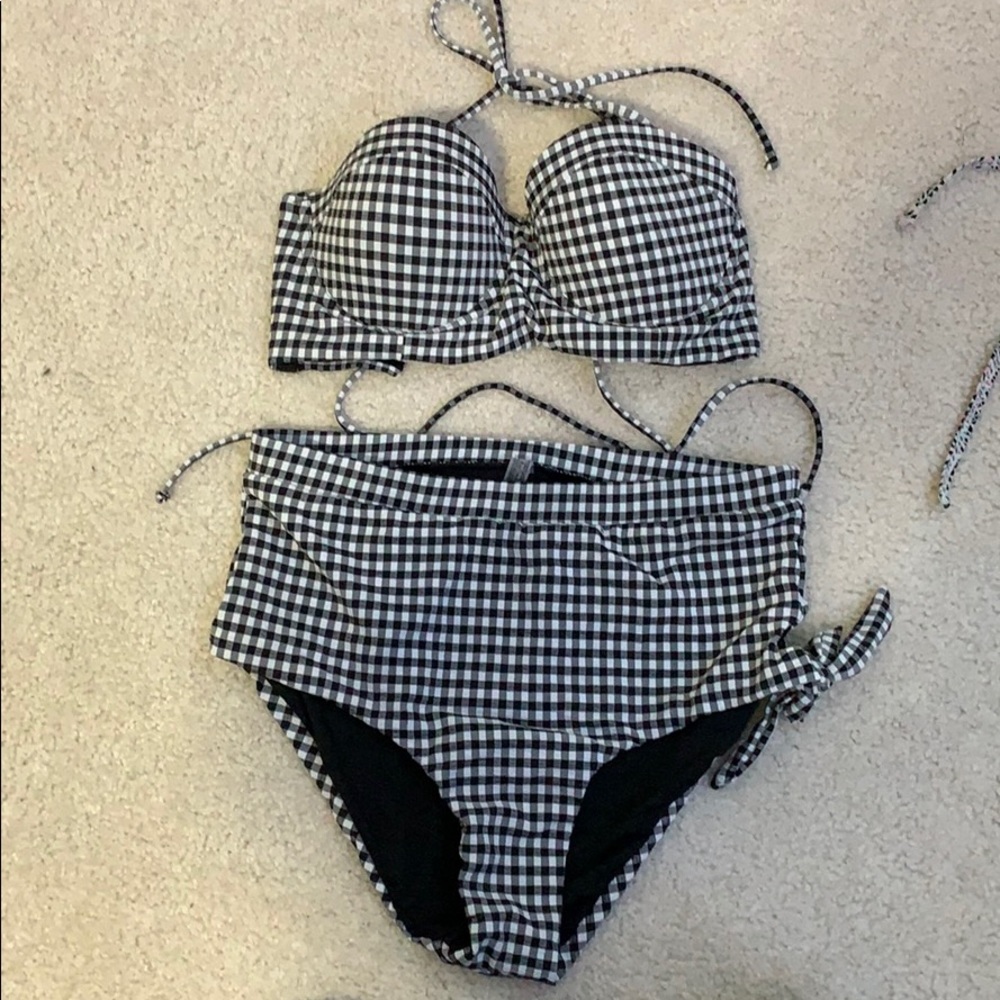 Checker print bathing suit